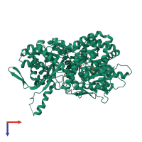 PDB entry 5ox1 coloured by chain, top view.