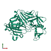 Monomeric assembly 1 of PDB entry 5ozc coloured by chemically distinct molecules, front view.