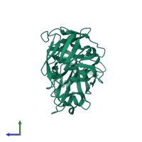 PDB entry 5ozi coloured by chain, side view.