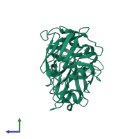 PDB entry 5ozo coloured by chain, side view.