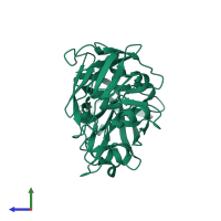 PDB entry 5p0v coloured by chain, side view.