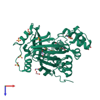 PDB entry 5ph7 coloured by chain, top view.
