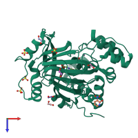 PDB entry 5phj coloured by chain, top view.