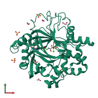 PDB entry 5pkw coloured by chain, front view.