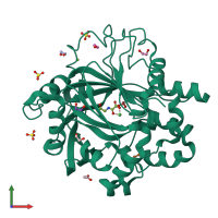 PDB entry 5pms coloured by chain, front view.