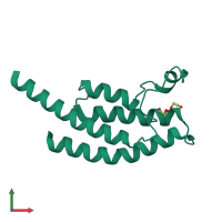 Monomeric assembly 1 of PDB entry 5pp6 coloured by chemically distinct molecules, front view.