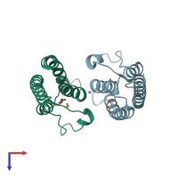 PDB entry 5pp6 coloured by chain, top view.
