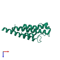 Bromodomain-containing protein 1 in PDB entry 5pp6, assembly 2, top view.
