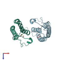 PDB entry 5pr9 coloured by chain, top view.