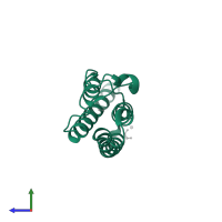 Bromodomain-containing protein 1 in PDB entry 5pul, assembly 2, side view.