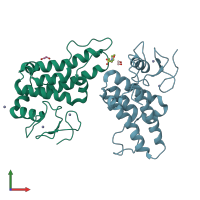 PDB entry 5pwl coloured by chain, front view.