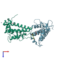 PDB entry 5pwl coloured by chain, top view.