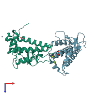 PDB entry 5pxp coloured by chain, top view.