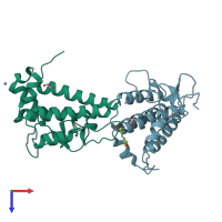 PDB entry 5pyf coloured by chain, top view.