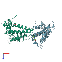 PDB entry 5pyu coloured by chain, top view.