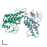 PDB entry 5pyw coloured by chain, front view.