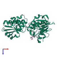 PDB entry 5q1u coloured by chain, top view.