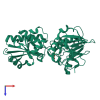 PDB entry 5q2q coloured by chain, top view.