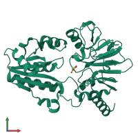 PDB entry 5q37 coloured by chain, front view.