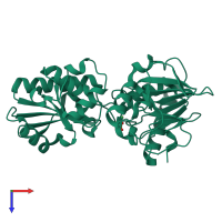 PDB entry 5q37 coloured by chain, top view.