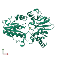 PDB entry 5q52 coloured by chain, front view.