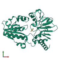 PDB entry 5q8d coloured by chain, front view.