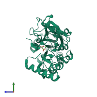 PDB entry 5q8d coloured by chain, side view.