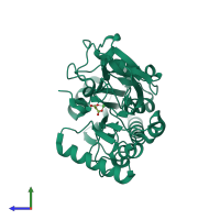 PDB entry 5q8z coloured by chain, side view.