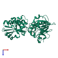 PDB entry 5q91 coloured by chain, top view.