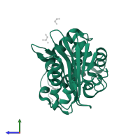 Beta-lactamase in PDB entry 5qac, assembly 1, side view.