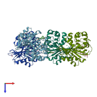 PDB entry 5qat coloured by chain, top view.