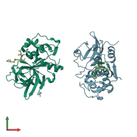 PDB entry 5qc9 coloured by chain, front view.