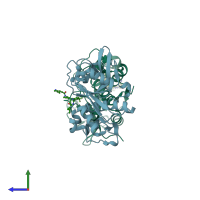PDB entry 5qc9 coloured by chain, side view.
