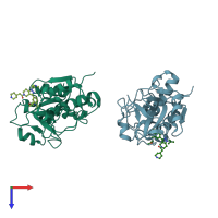 PDB entry 5qc9 coloured by chain, top view.