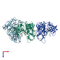 PDB entry 5qd4 coloured by chain, top view.