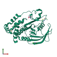 PDB entry 5qdj coloured by chain, front view.