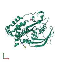 PDB entry 5qdt coloured by chain, front view.