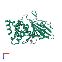 PDB entry 5qdt coloured by chain, top view.