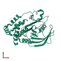 PDB entry 5qe4 coloured by chain, front view.