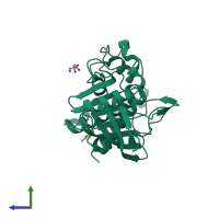 PDB entry 5qeq coloured by chain, side view.