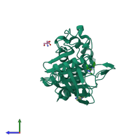 PDB entry 5qfz coloured by chain, side view.