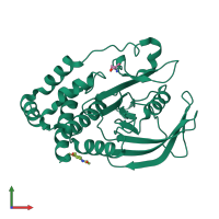 PDB entry 5qg3 coloured by chain, front view.