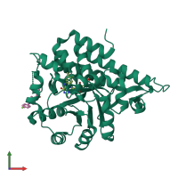 PDB entry 5qic coloured by chain, front view.