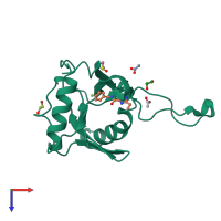 PDB entry 5qoq coloured by chain, top view.