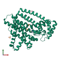 PDB entry 5qq2 coloured by chain, front view.