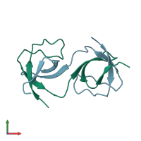 PDB entry 5qu5 coloured by chain, front view.