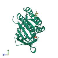 PDB entry 5quj coloured by chain, side view.