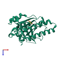 PDB entry 5quj coloured by chain, top view.