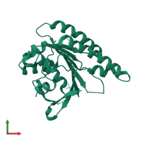 DNA repair and recombination protein RadA in PDB entry 5qur, assembly 1, front view.