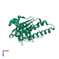 DNA repair and recombination protein RadA in PDB entry 5qur, assembly 1, top view.